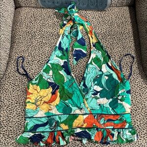 Band of the Free Floral Halter Top with Ruffle Hem